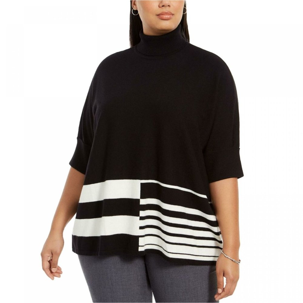 Alfani  black with white turtleneck sweater Size Medium
